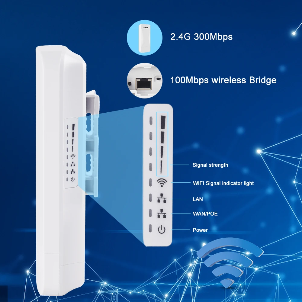 Kuwfi Ponte Wifi Exterior Extensor de Longo Alcance Kit Router Cpe ap Repetidor 1km 2.4g 300mbps - Imagem 5