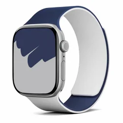 Magnetic Silicone Loop Bracelet - 44 45 49 S11(10)46MM (Midnight Blue White)