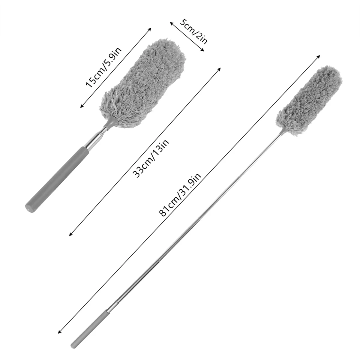 Microfiber Duster Brush with Extension Pole Washable Hand Duster Bendable Head Cobweb Brush for Cleaning Ceiling Fan Furniture