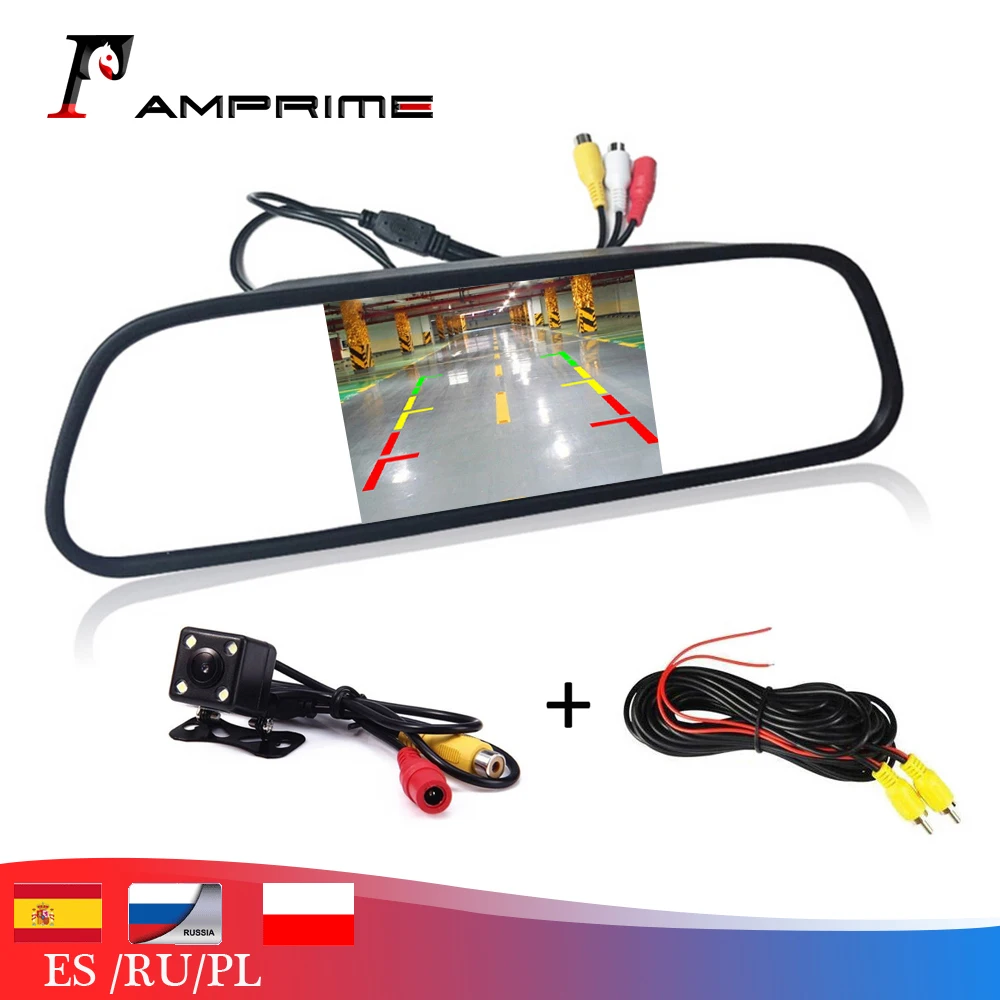 4.3 inch Car HD Rearview Mirror Monitor CCD Video Auto Parking Assistance LED Night Vision Reversing Camera