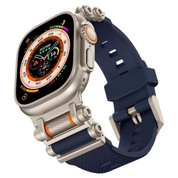 Versatile Rubber Sports Strap for Smartwatch - Silicone Metal Bracelet Band (Titanium blue)