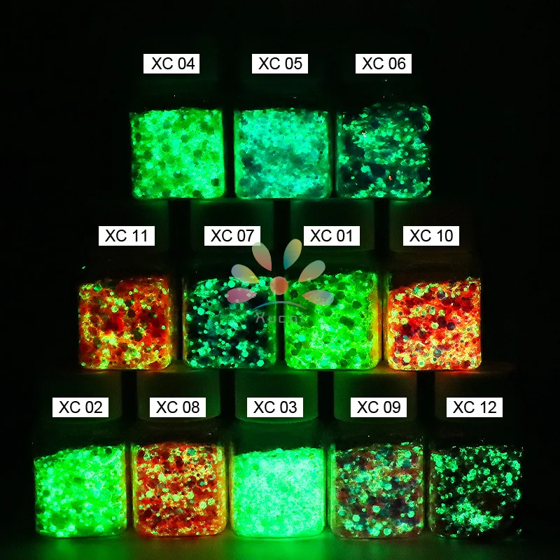 Neon Glow In The Dark Mixed Phosphor Powder Sequins Nail Glitter Powder Rare Earths Dust Long-acting Phosphor Luminous