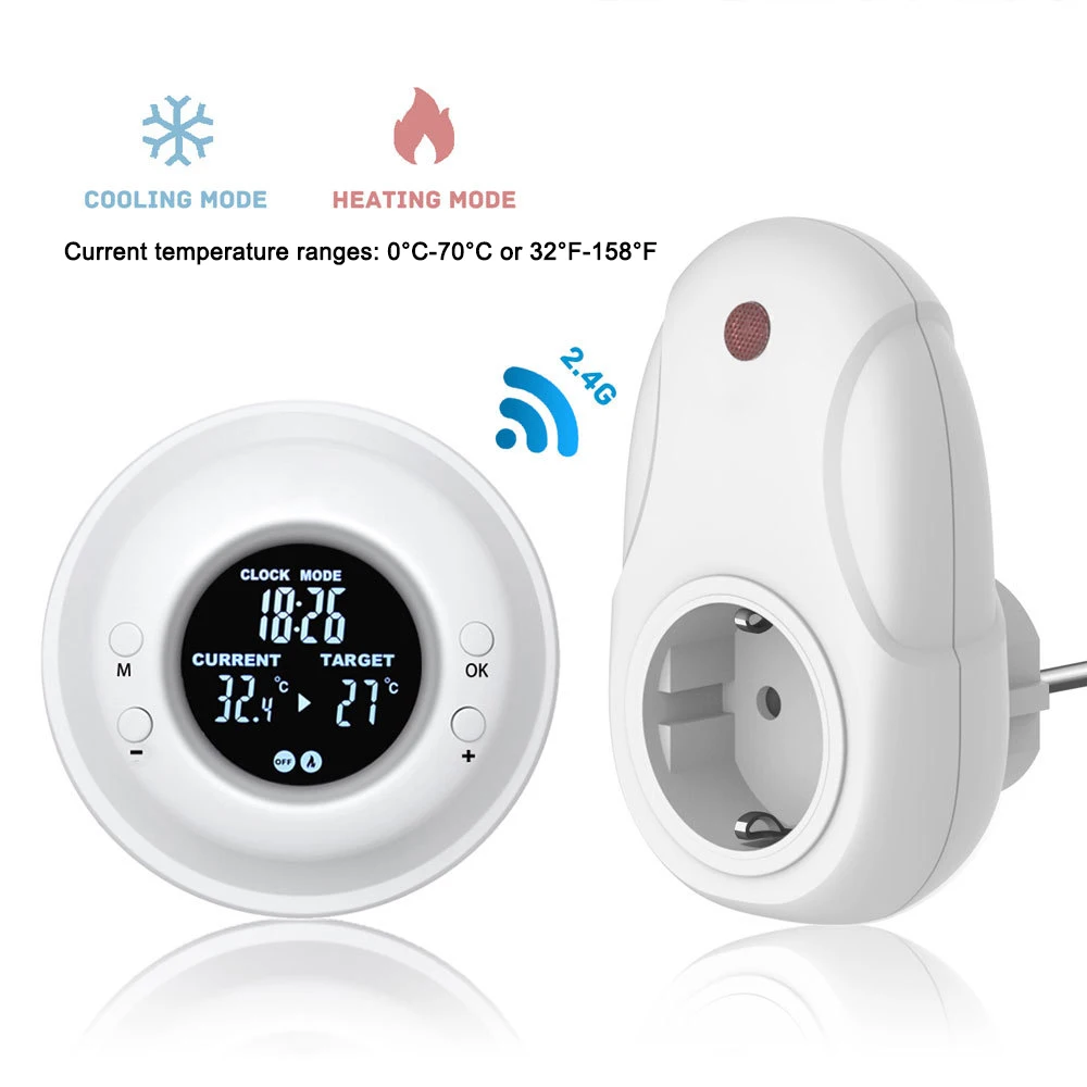 Wireless Thermostat Temperature Controller And Socket Wireless Lcd