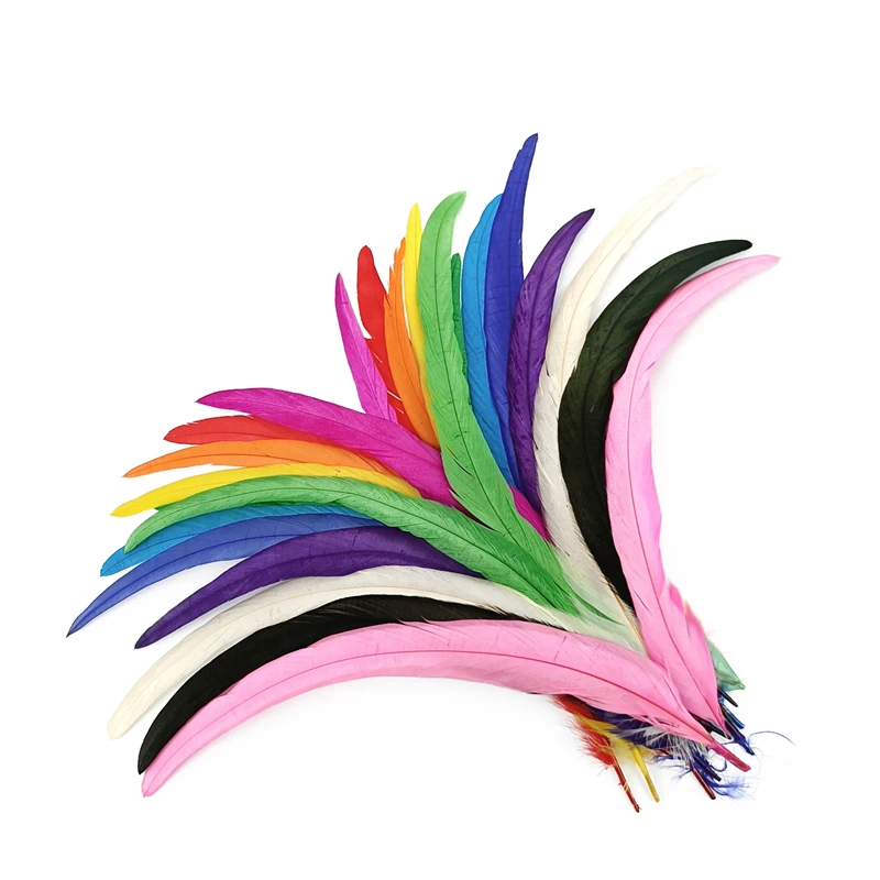 50Pcs/Lot 30-35cm Rooster Tail Colored Feather Carnival Long Plume Handicraft Accessories Wedding Party Decor Table Centerpieces