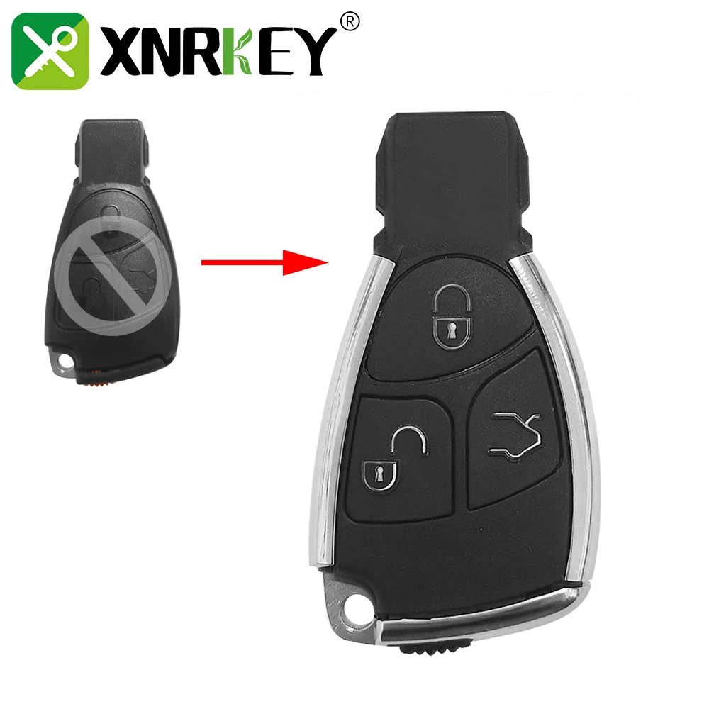 XNRKEY Modified 3 Button Remote Car Key Shell with Blade for Mercedes Benz Old MB Replacement Key Shell Case Cover with Logo xnrkey 3 4 button smart remote head key case shell cover for mercedes benz smart fortwo 451 2007 2013 remote car key case fob