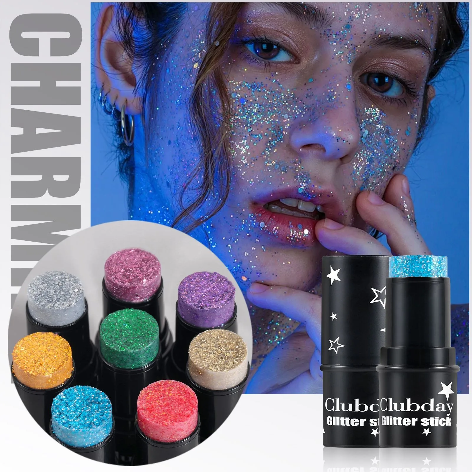 Green Sequins Glitter Gel Stick Multi-purpose Nail Hair Face Body Glitter Balm Flash Loose Sequins Cream Festival Stage Makeup 4