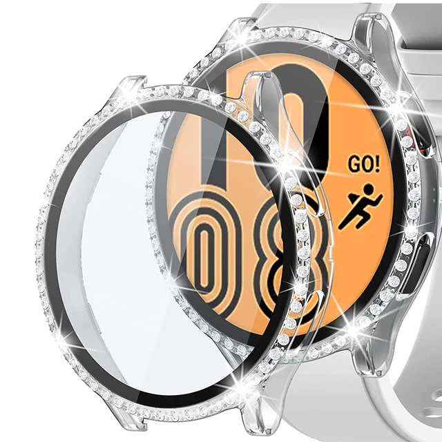 Watch Cover for Samsung Galaxy Watch 4 40mm 44mm,Diamond  Case All-Around Protective Bumper Shell for Galaxy Watch4 Transparent