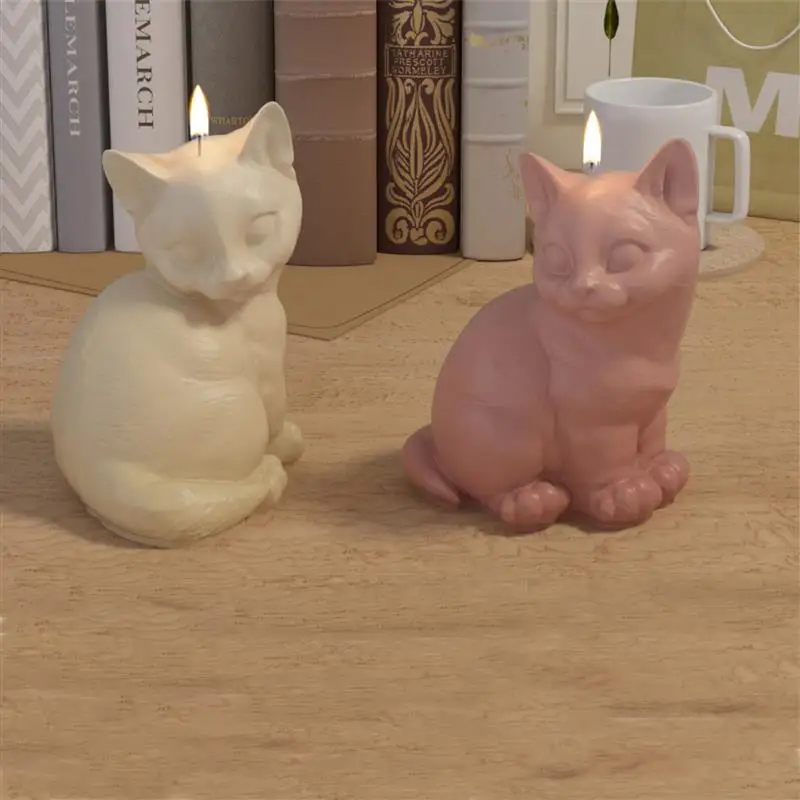 4 Stampi In Silicone Per Resina A Forma Di Gatto 3D – Posizioni Diverse – Per Sapone, Candele, Gesso - 4
