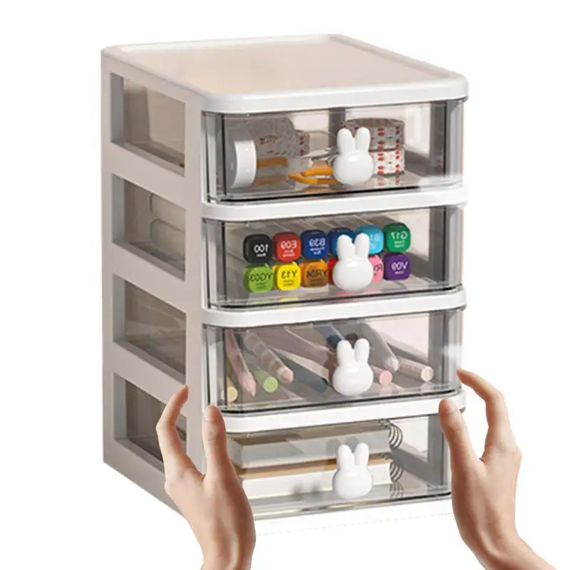 

Small Desk Organizer Jewelry Dust Proof Drawer Desk Organizer Cosmetic Storage Earrings Makeup Multi-layer Cabinet For Home