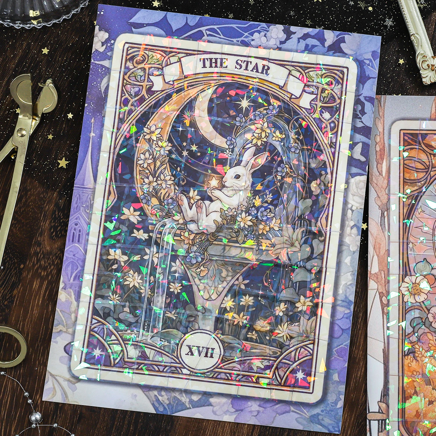 Kawaii Source of Lingquan 3D 별의 속삭임 풍경 스티커 DIY 포켓 캐빈 장면 축제 선물 ?