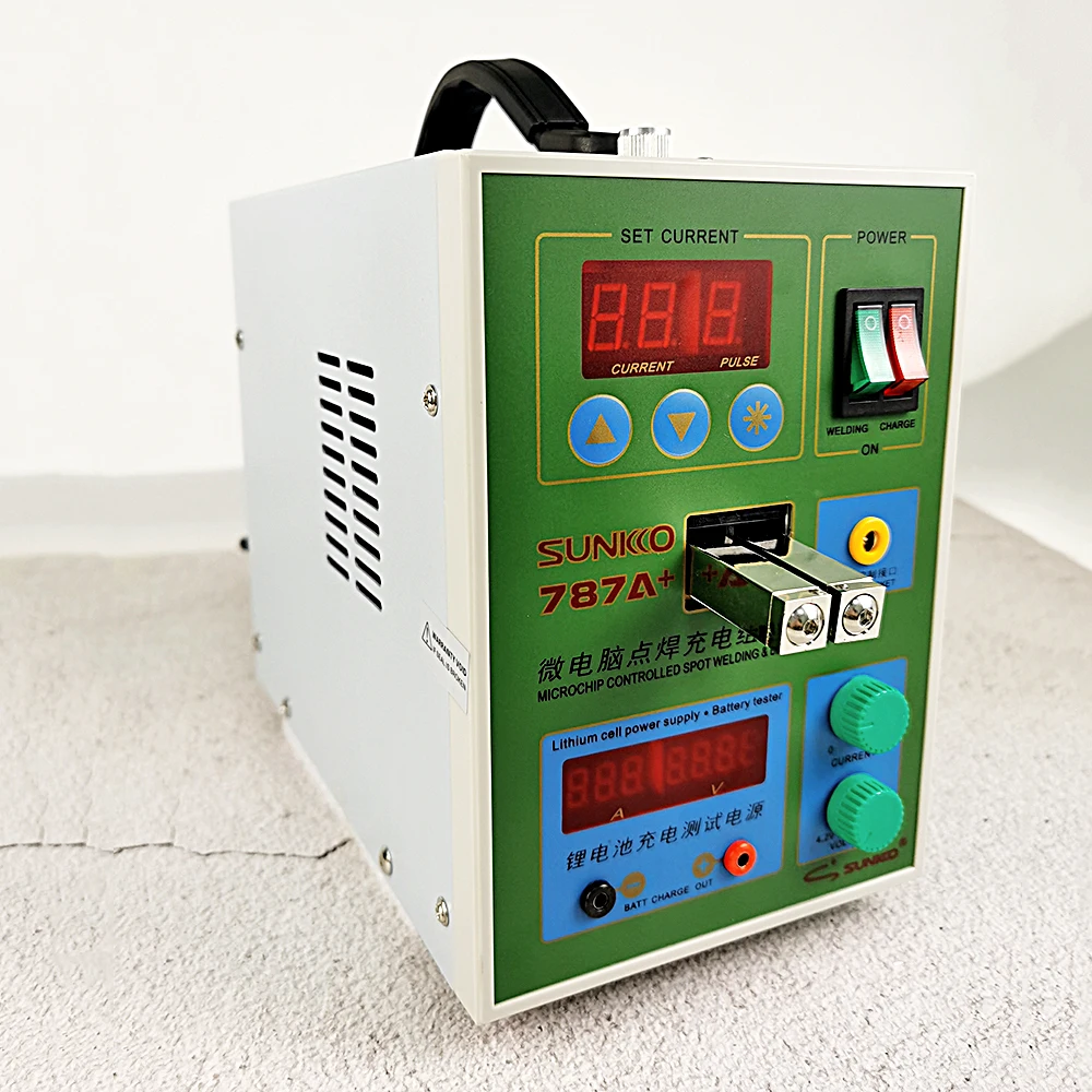 SUNKKO 787A+ Spot Welder 18650 Lithium Battery Test Charging 2in1 Double Pulse Precision Welding Machine LED Lighting 220V sunkko 788h usb battery spot welding machine led light lithium battery test usb charging 18650 battery pack welding