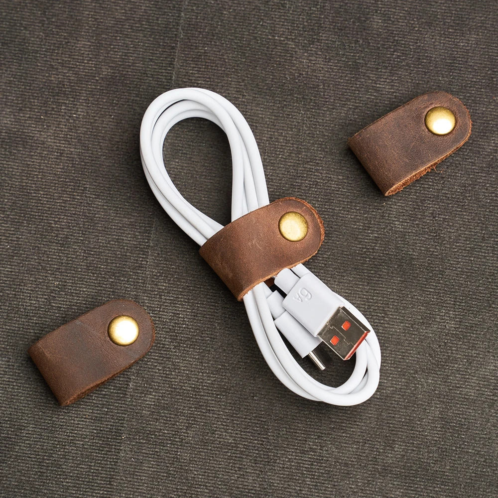 1/3/5/10pcs RealLeather Charger Headset Data Cable Winder Headphone Earphone Wire Wrap Cable Cord Winder Organizer Collect