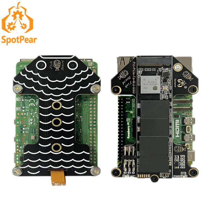   5 PCIe to M.2 NVMe SSD  Pi5-Pcie-Fish-Board,  5 