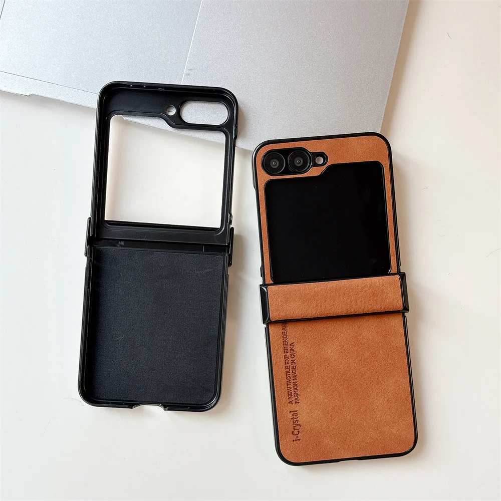 Premium PU Leather Flip Phone Case with Hinge Protection - Slim Matte Shockproof Cover