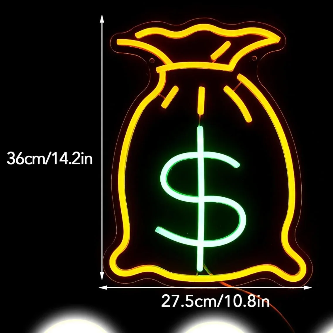 Description Picture 6 of itemBag Of Money Neon Sign For Wall Decor Golden LED Neon Light Living Game Room Decor For Bedroom Office Restaurant Bar Shop Party