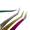 1pc Professional Eyelash Extension Tweezers Tips Golden Stainless Steel High Precision Tweezer for Volume Fans Makeup Tools 4