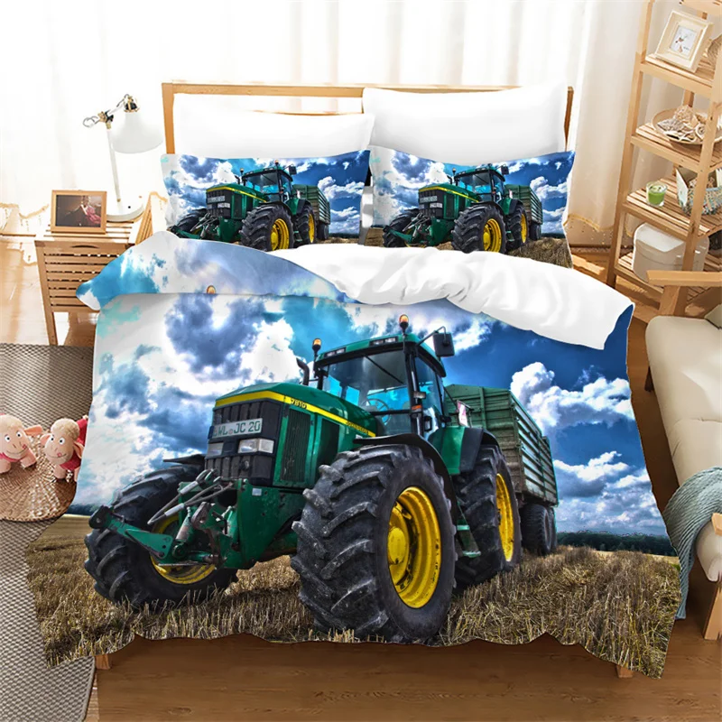 

Home Textile Luxury 3D Excavator Print 2/3Pcs Kids Adult Duvet Cover Pillowcase Bedding Set Single Queen and King AU/EU/US Size