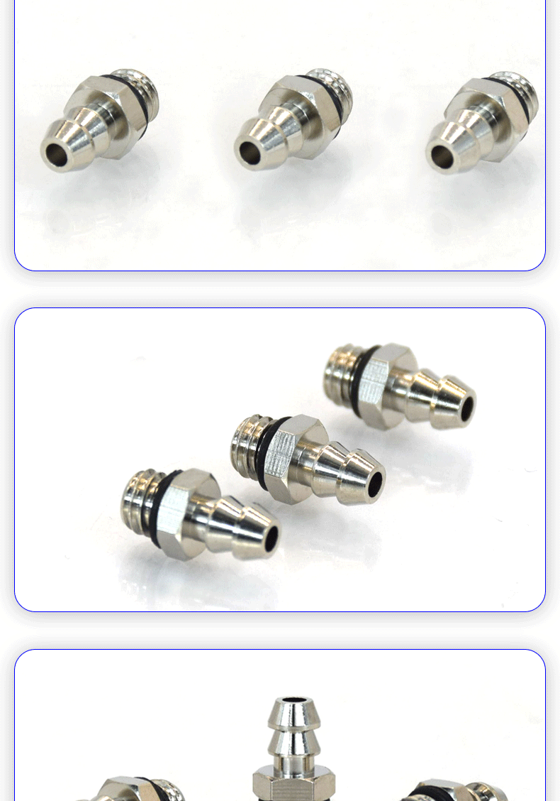 10 Stück 5,5 mm/3,5 mm/1,5 mm Luftpneumatikschlauch auf M5/M3 männlich Mini Barb Fitting M-5AU-6/M-5AU-4MM Kupfer – Detail 7
