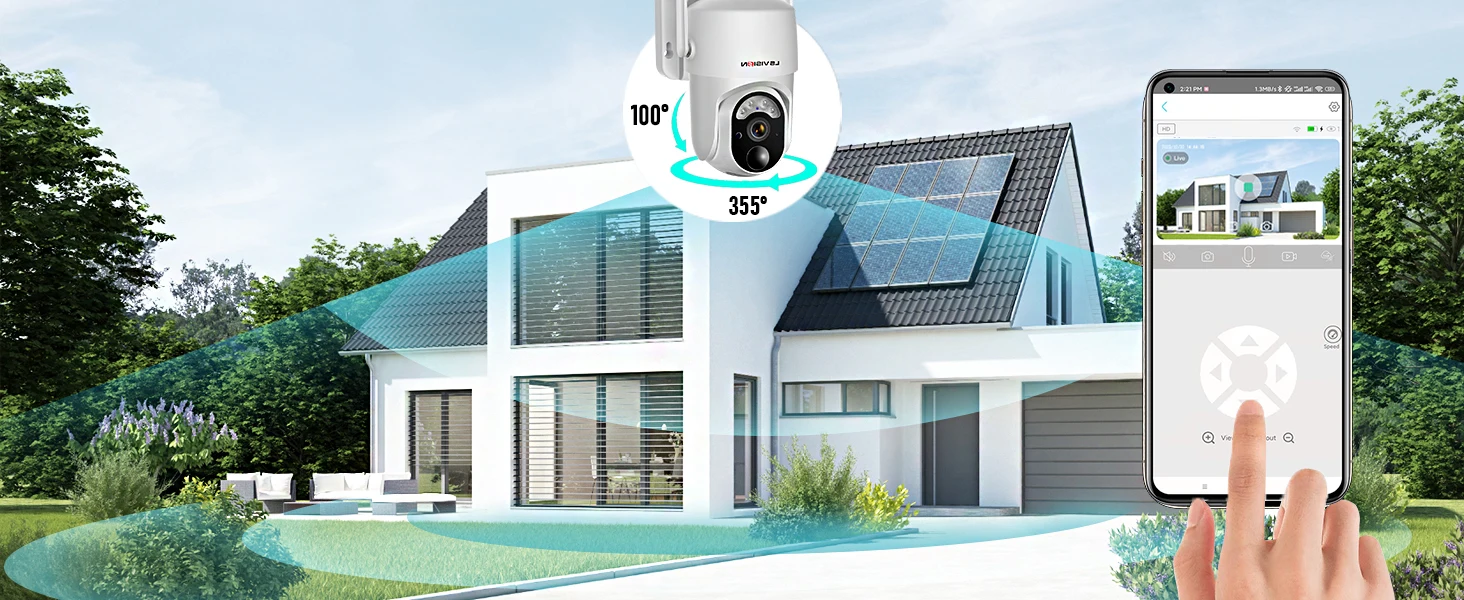LS VISION 4MP Solar Wireless Security Camera Outdoor Solar Monitor Camera Night