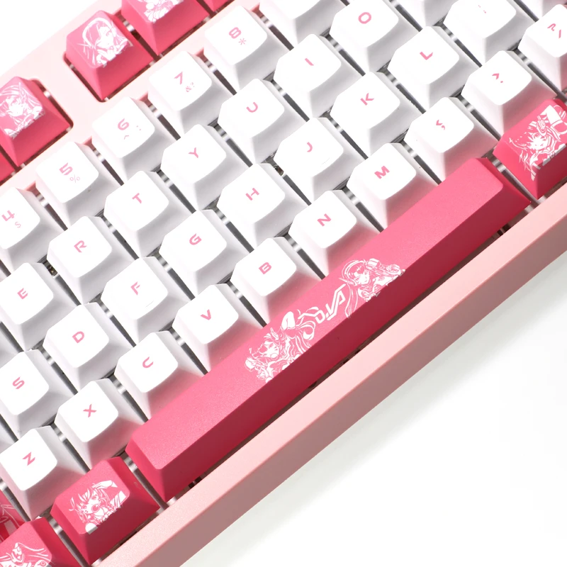 Desenhos Animados Anime Gaming Key Caps Pbt Dye Subbed Keycaps Pink Cherry Profile ow D.va Dva Keycap para Layout Ansi 108 Chaves - Imagem 4