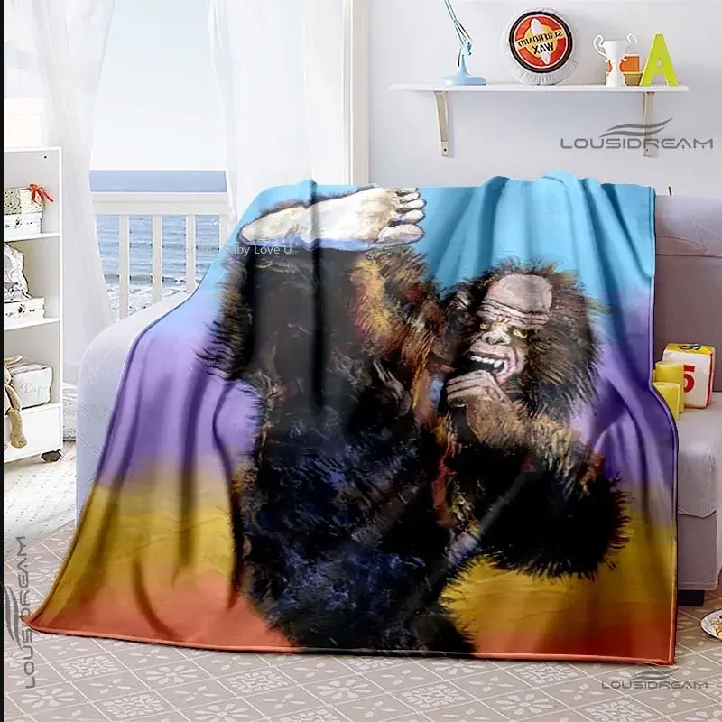 Bigfoot Savage Blanket Cool Graffiti Gorilla Blanket Camping Sofa Bed Blanket Lightweight Soft Flannel Bedspread Warming Cover 2