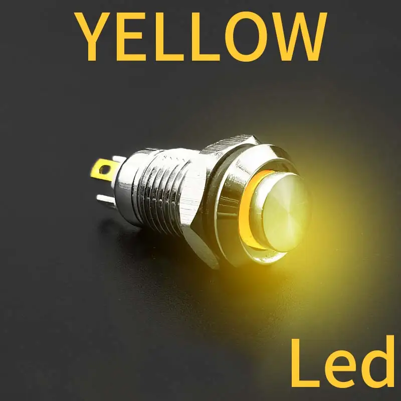 1NO High head Waterproof Metal Push Button Switch LED Light Self-locking/reset 3/6/12/24/220V 8/10/12/16mm Brass nickel plating - Image 10