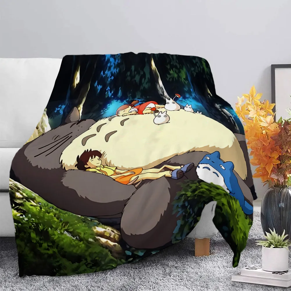 Cartoon Printed Blanket Picnic Blankets Warm Blanket Soft and Comfortable Blanket T-TotoroS Home Travel Birthday Gift 4