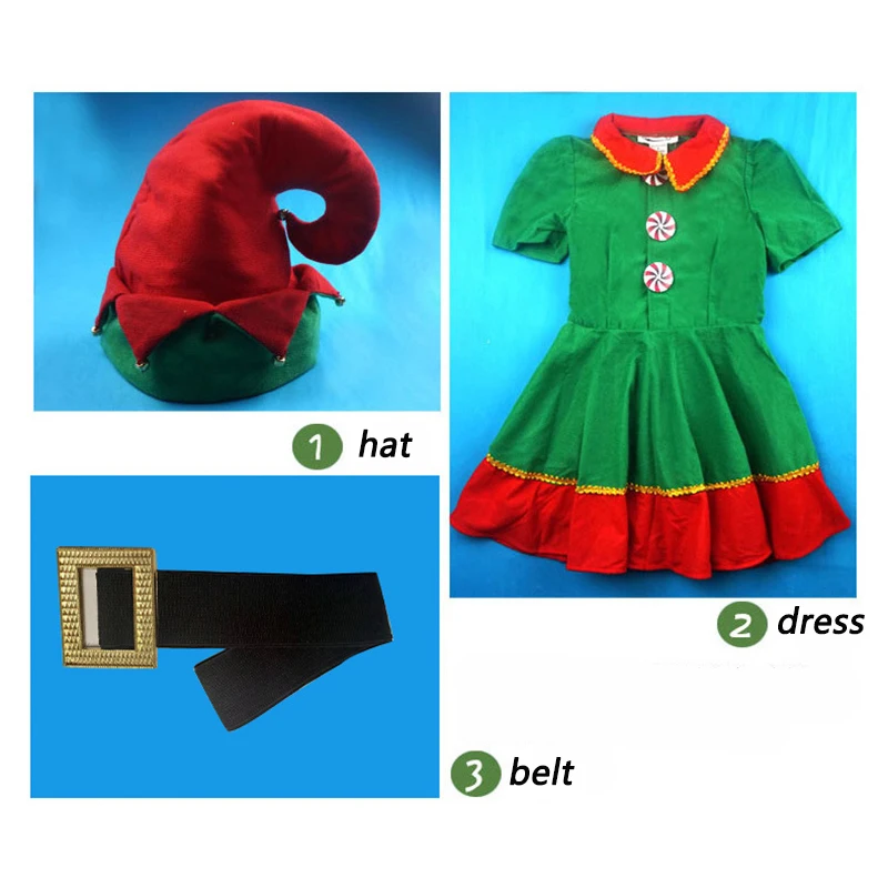 Christmas Elf Cosplay Costume Green Dress for Women