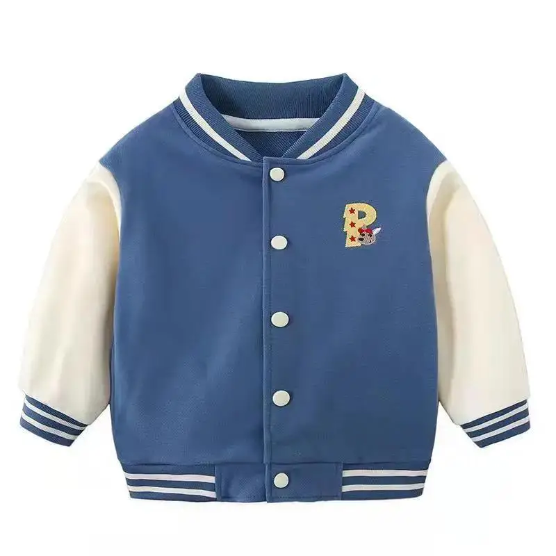 

Kids Children's Clothes Letter Jackets Spring 2022 New Embroidered Stitching Boy Baseball Coat Baby Girl Single-breasted Coat