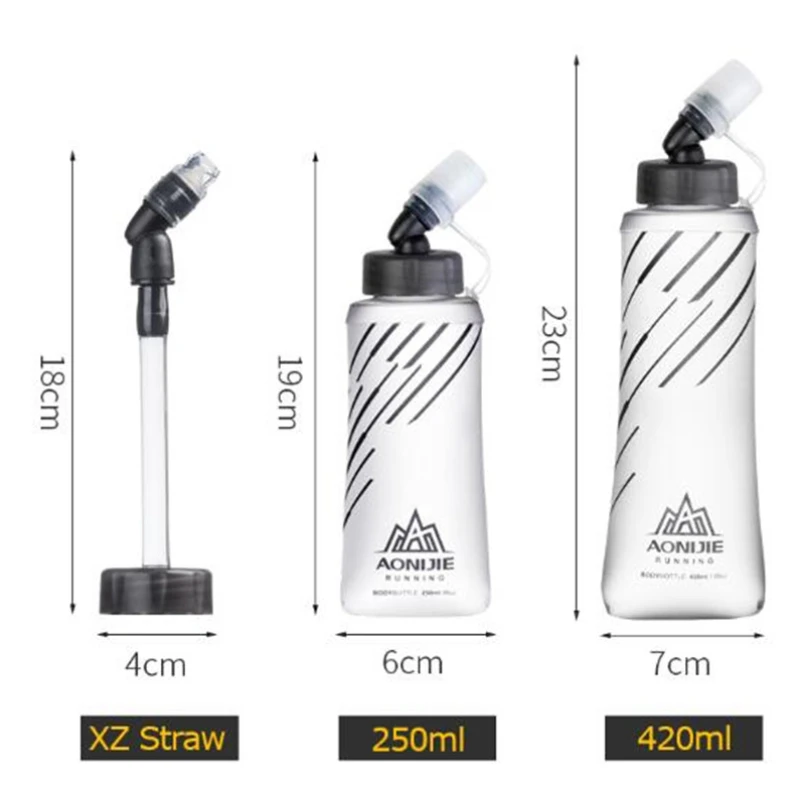AONIJIE Foldable Soft Flask Hydration 250ml 420ml Water Bladder BPA Free Water Bottle For Running Outdoor Marathon Cycling Trail sports water bottle,portable water bottle,sports water bag