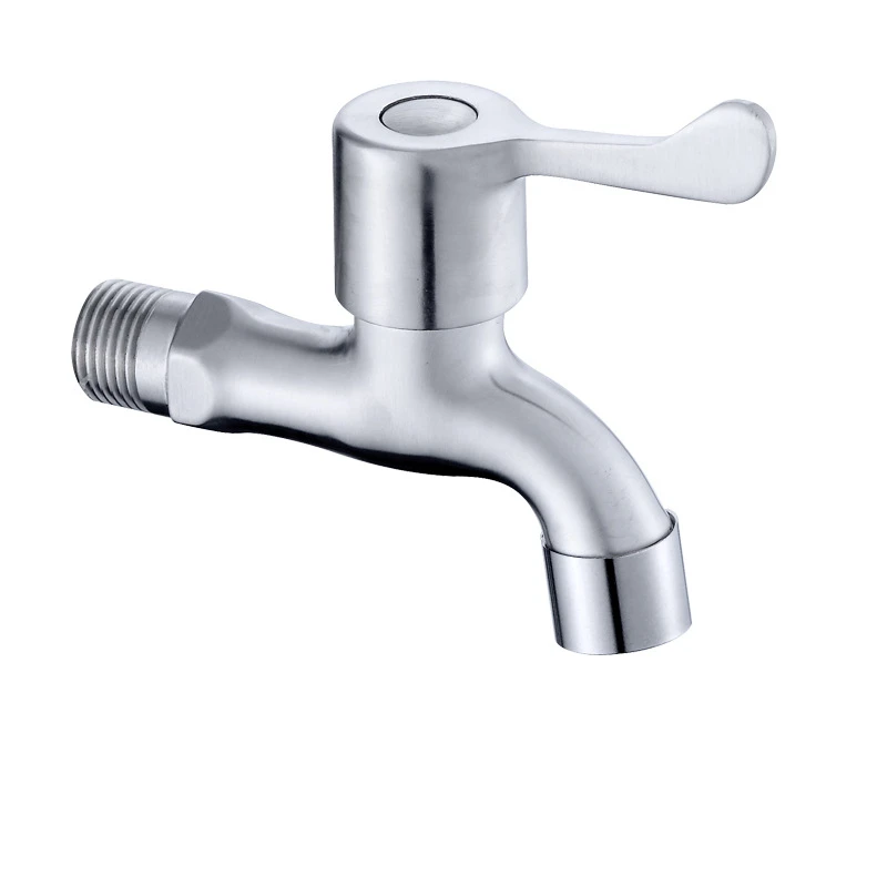 1PC 304 Stainless Steel Bibcock Brushed Washing Machine Faucet DN15 Mop Pool Tap Wall Mont Quick Open Thread G1/2'