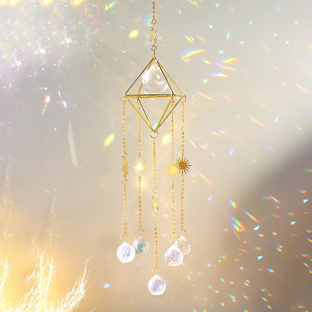 Large Suncatcher Crystal Rainbow Prism Glass Ball Wind Chimes Garden Window Fairy Sun Catcher Home Decor Ornaments Wall Gift Sun Catcher Crystal Pendant Sun Catchers Window Ornament