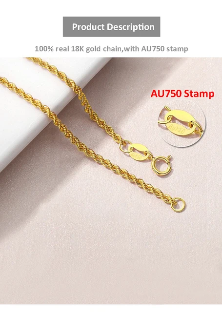 k18ゴールドツイストチェーンネックレスAU750 女性用18Kゴールドツイストチェーンネックレス,本物の純粋な