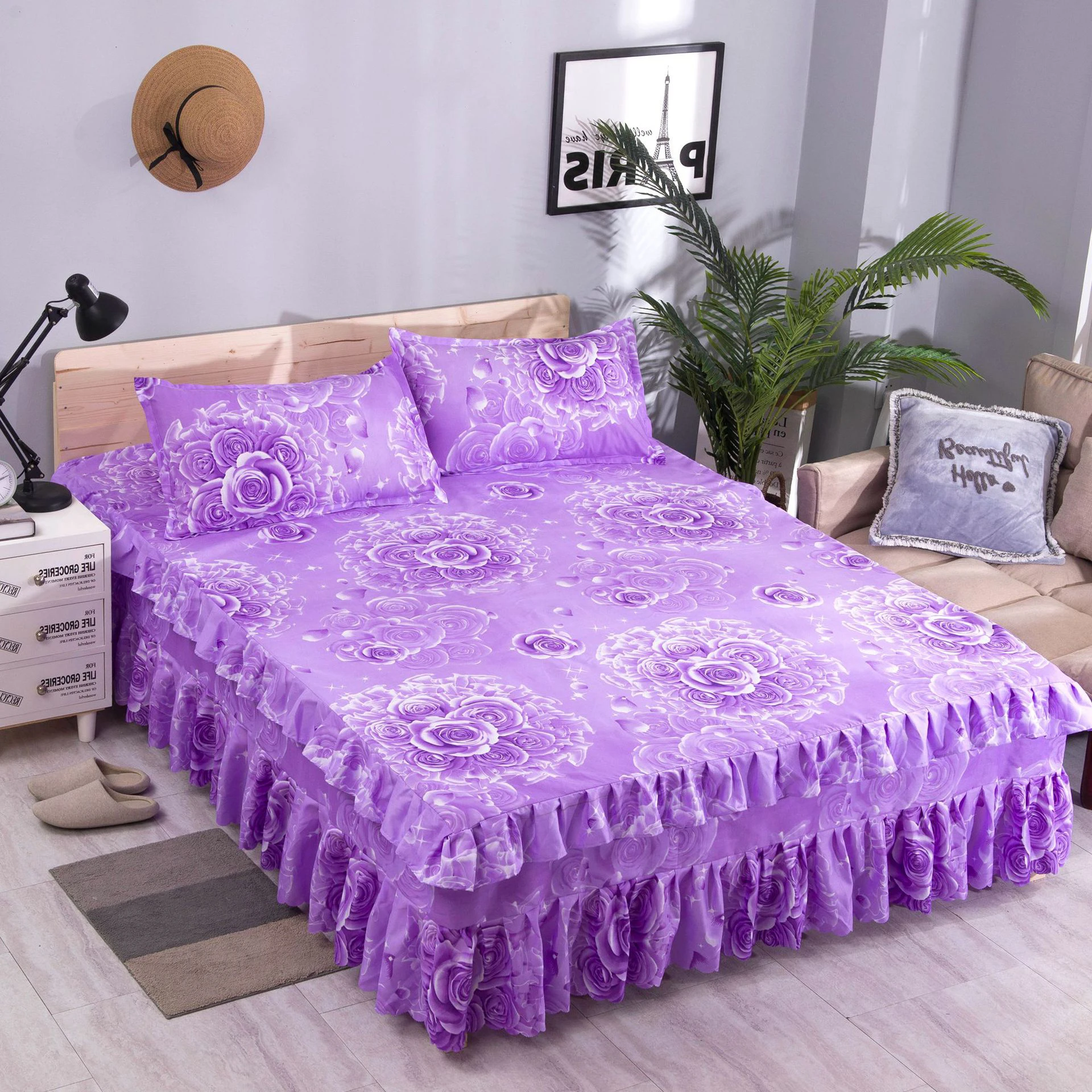 Bedroom Flat Sheets Bed Printed Fashion Modern Comfortable Skin-friendly Simple Mattress Household Bed Cover No Pillowcases 6