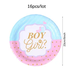 Gender Reveal Party Tableware Set - Baby Shower Decorations with Plates, Cups, and Balloons - As picture show (9inch 16pcs)