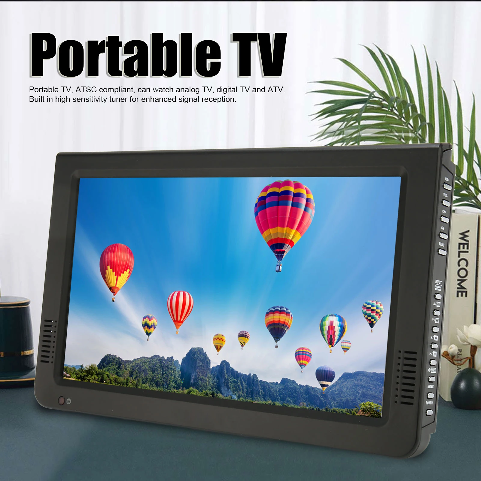 Portable TV Portable TV 10 Inch High Sensitivity Tuner Rechargeable ATSC Digital for Car Outdoor Rechargeable ATSC Digital
