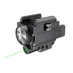 Red/Green Laser Sight and 800 Lumens Gun Flashlight Combo, Compact Rechargeable Pistol Strobe Weapon Light for GL/Picatinny Rail