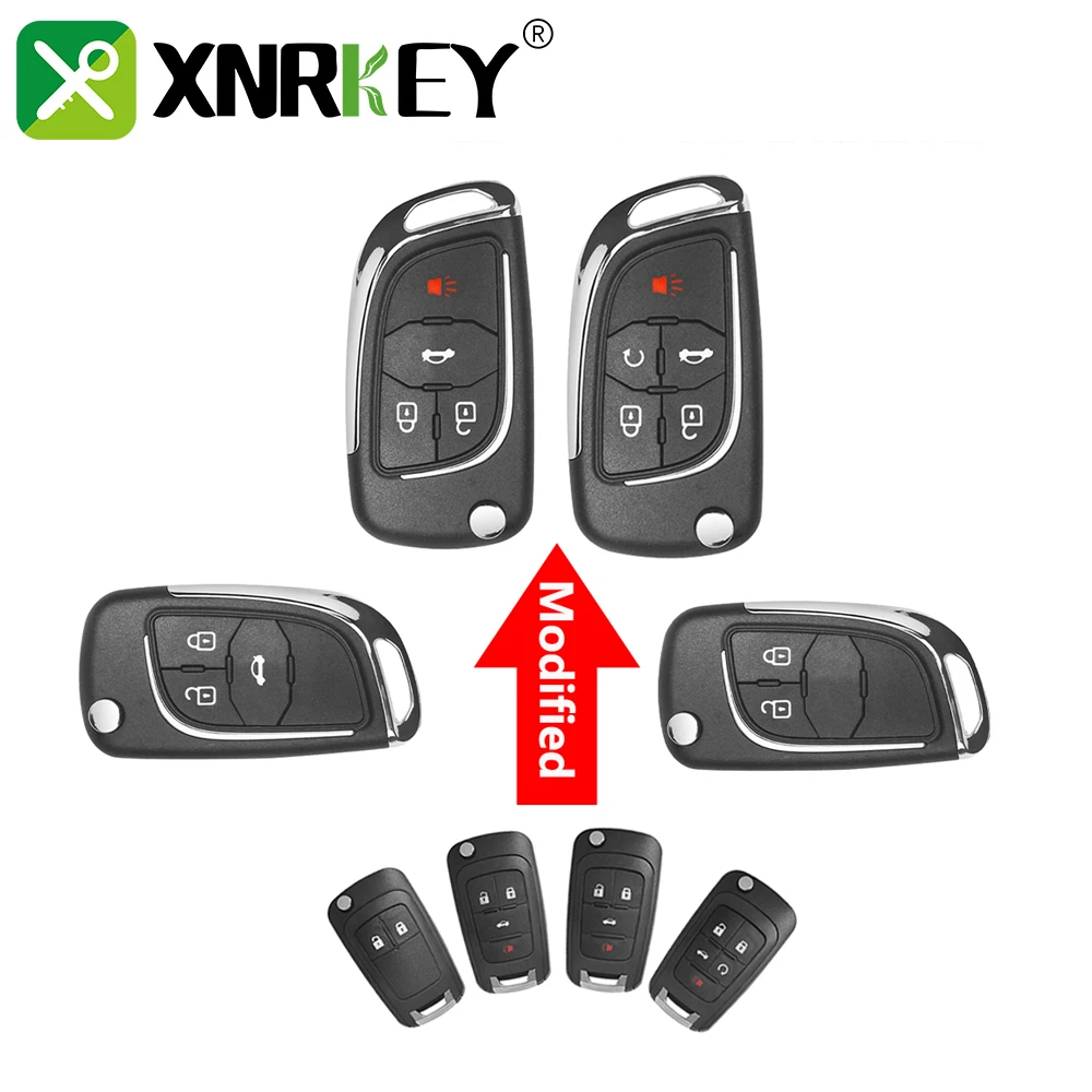 XNRKEY 10 Pcs 2/3/4/5 Button Modified Folding Remote Car Key Shell Fob Case Cover for Chevrolet Cruze Epica Lova Camaro Impala