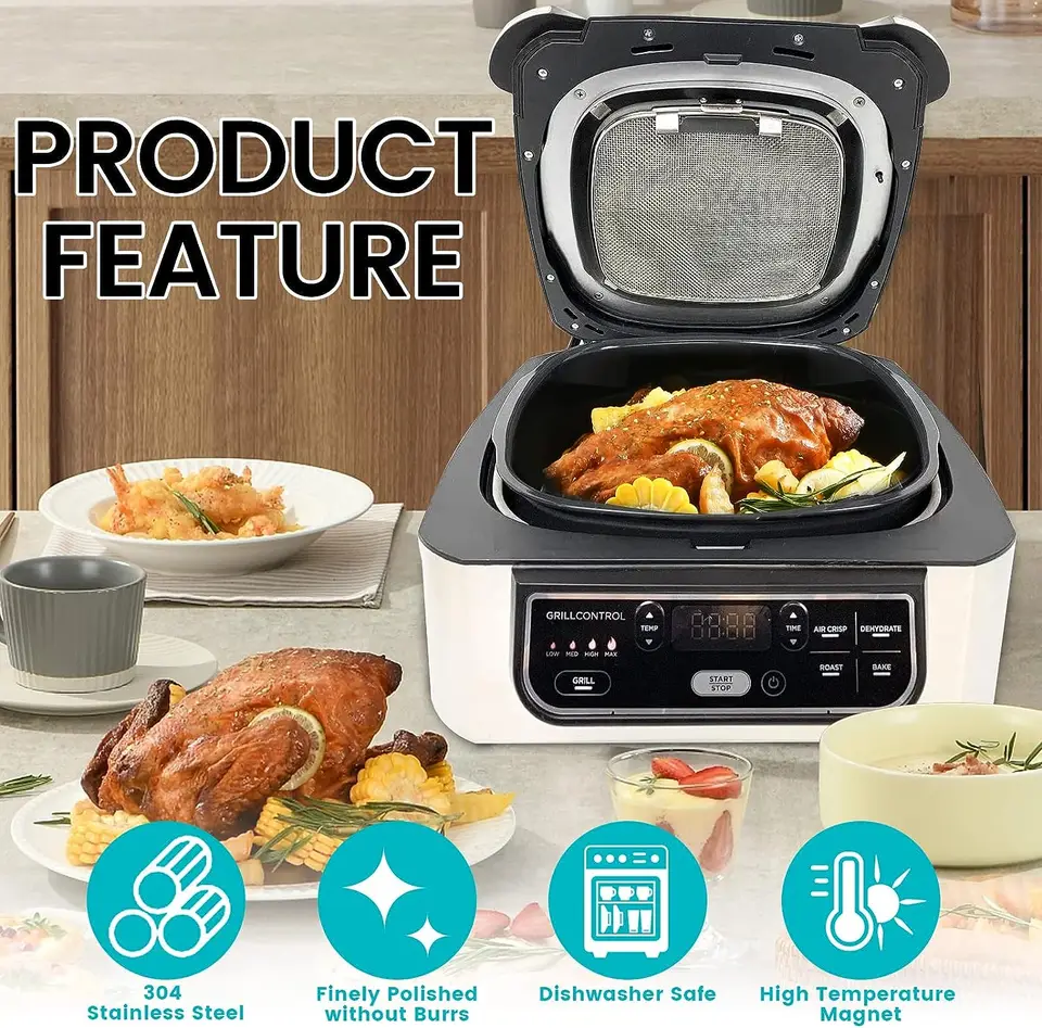 Écran Anti-éclaboussures Pour Friteuse à Air Ninja Foodi - Acier Inox 304, Maille Fine, Compatible AG300, AG400, Etc.