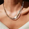 Collier à chevrons pour femmes de 4mm, chaîne de clavicule en argent 925, ras du cou, bijoux cadeaux pour fête de mariage