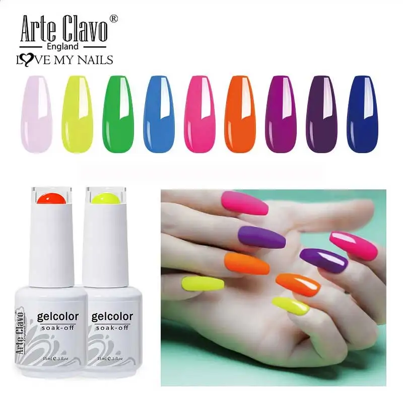 

Arte Clavo ногти впитывают сладкие карамельные цвета 15 мл светодиодный Гель-лак Желтый Синий лак Перманентный DIY Дизайн ногтей маникюр украшение