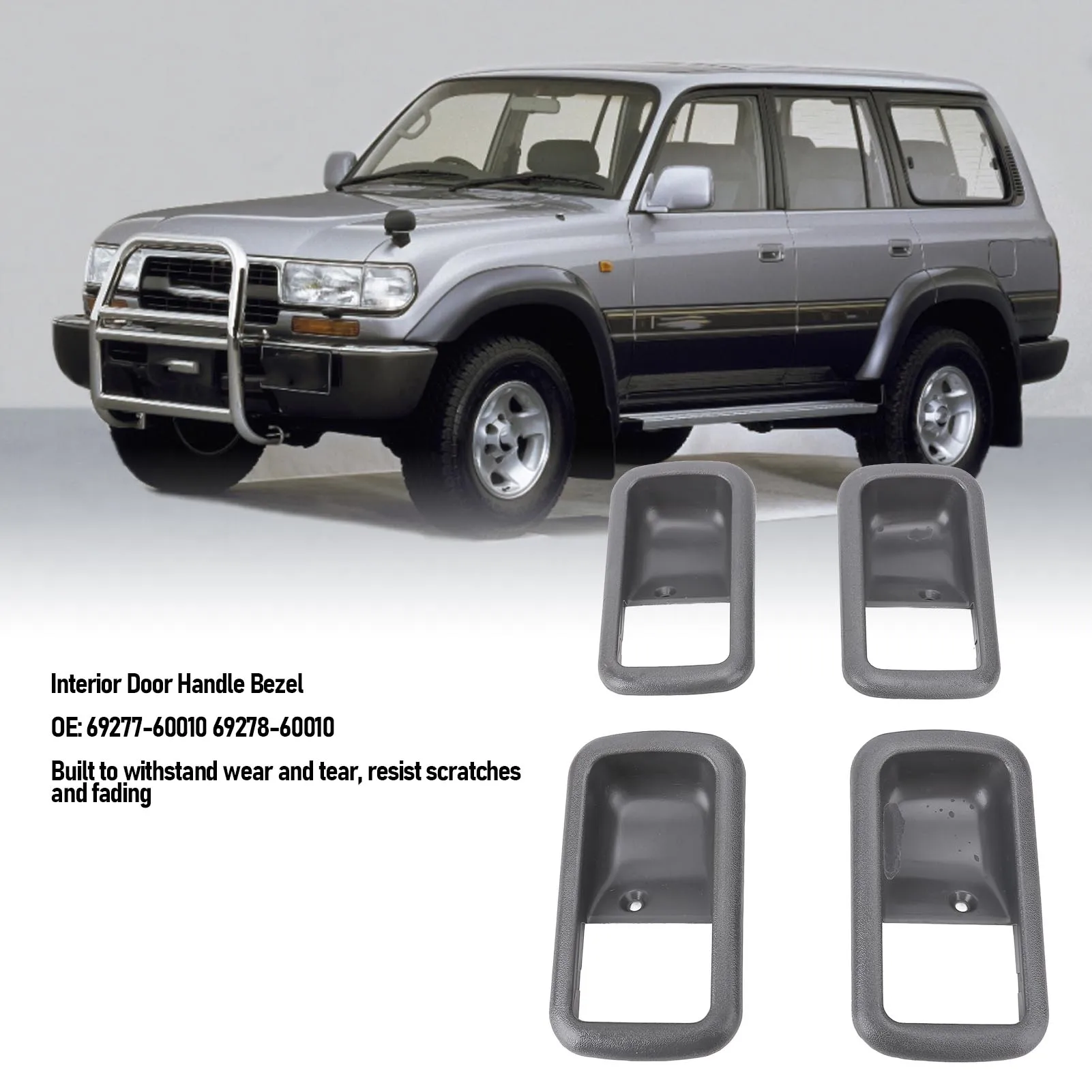 자동차 인테리어 도어 핸들 베젤 스크래치 방지 69277-60010 FJ80 FZJ80 HDJ80 HDJ81 HZJ80 1991-1997 용 긴 내구성 ABS 플라스틱