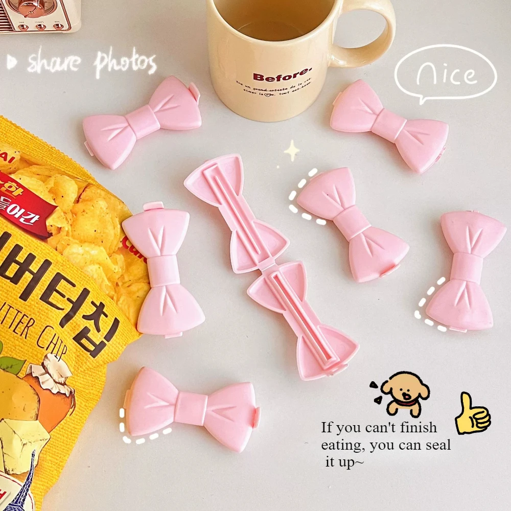 5/10PCS Cute Clip Creative Food Sealing Clip Pink Bow Plastic Bag Discharge Spout Food Moisture-proof Seal Clip Kitchen Tool 2