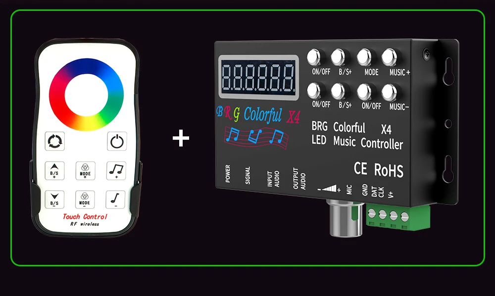 WS2815 WS2811 UCS1903 LED Strip Light Controller DC12-24V - Music, Colorful X4, BRG Remote SPI Pixels 10 S958f127a6220488c9e70dc6929e87138Q