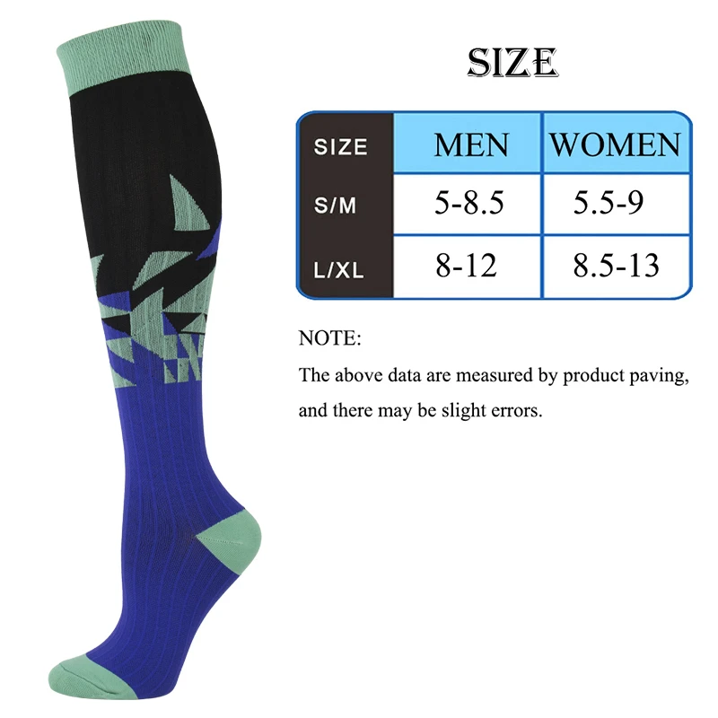 3/5/6/7 Pairs Lot Pack Compression Socks Unisex Knee High 30MmHg Sports Socks Compression Stockings for Diabetic Varicose Veins