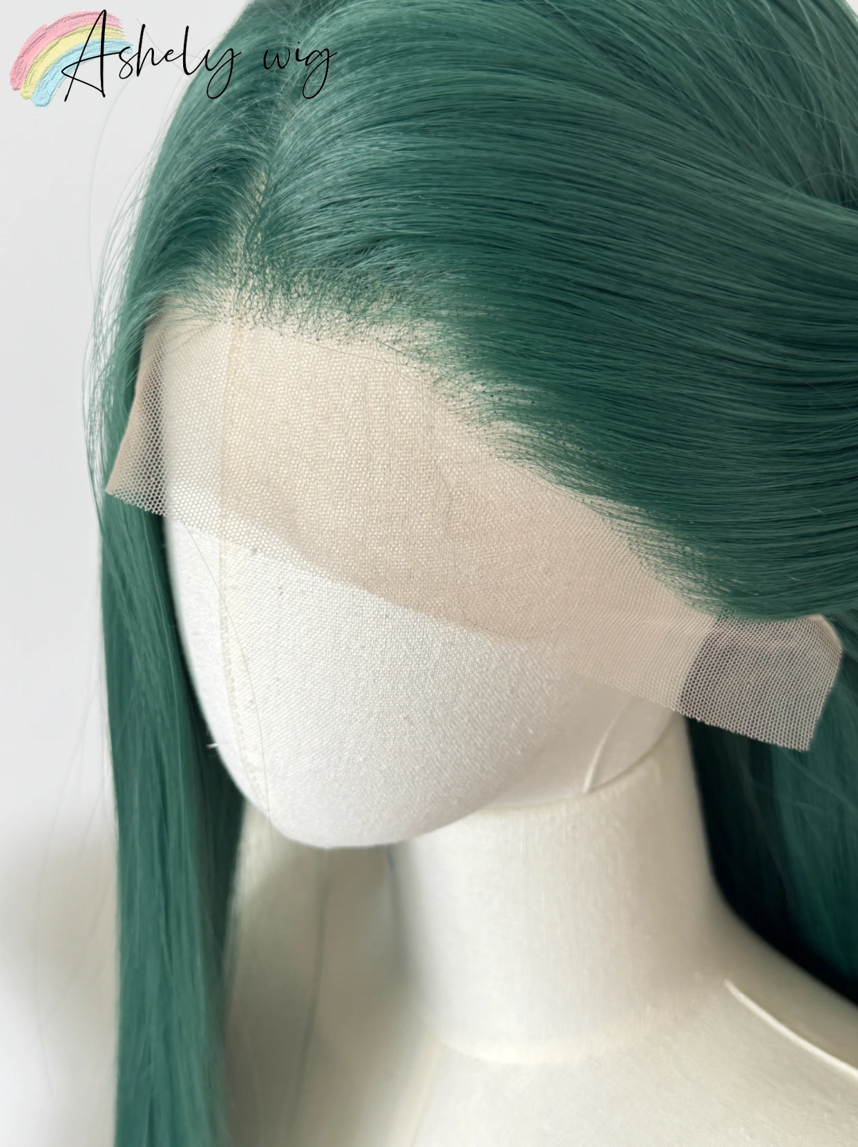 Green Wig 13*4 Lace Front Wig for Cosplay Long Straight Hair Wig High Temperature Fibers Synthetic Lace Wigs for Party Daily Use