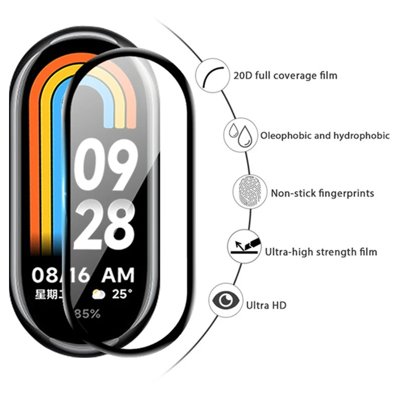 10D Film Glass for Xiaomi Mi Band 8 7 6 Screen Protector Miband 6 5 4 Smart Watchband Full Protective Cover Case Strap Bracelet