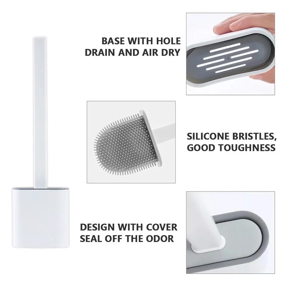 And Bathroom Holder Set Silicone Toilet Brush: 3 - 5 Days Free Delivery Only UK