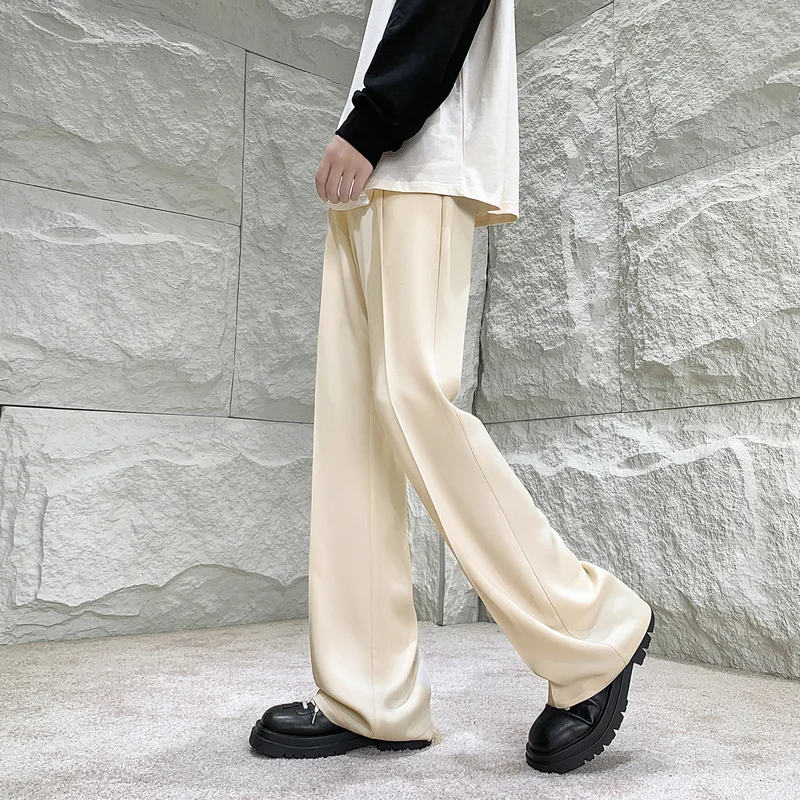 Solid Color Suit Pants Men Fashion Society Mens Dress Pants Korean Loose Straight Flared Pants Mens Office Formal Trousers M-2XL 3