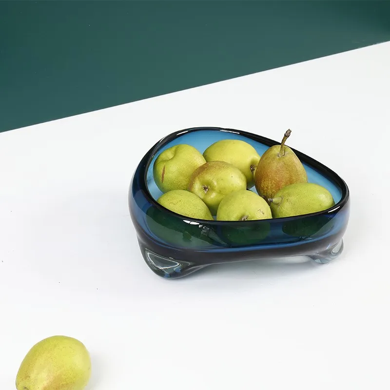 Glass Tray Geometric Triangle Transparent Glass Fruit Tray Desktop Storage Dish Jewelry Organizer Home Decoration Accessories 3